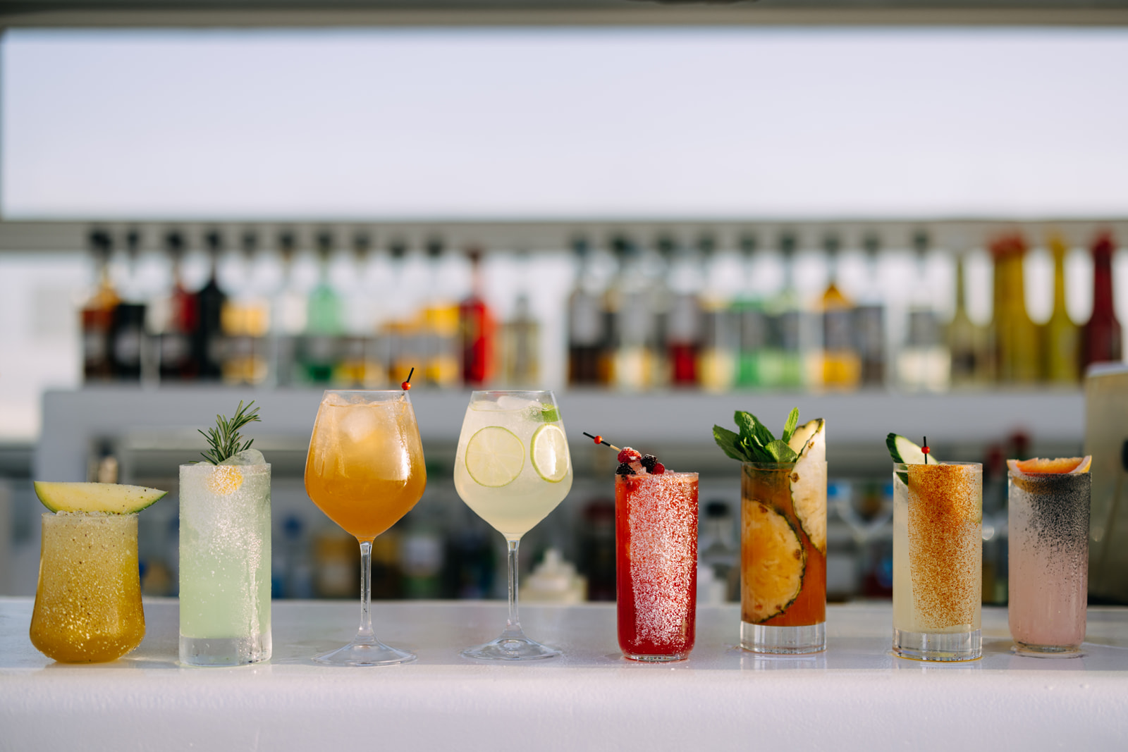 Signature cocktail with limes and sea view
